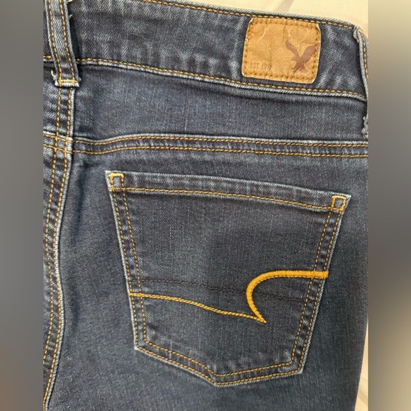 American Eagle Outfitters Jegging Skinny Jeans Stretch Y2K Dark Blue Size 2 Long - Picture 4 of 7